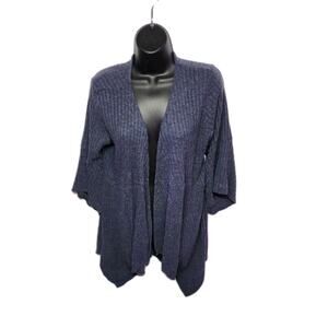 Relativity Women's XL Bell Sleeve Cardigan Blue Soft Knit Flowing Long Ribbed